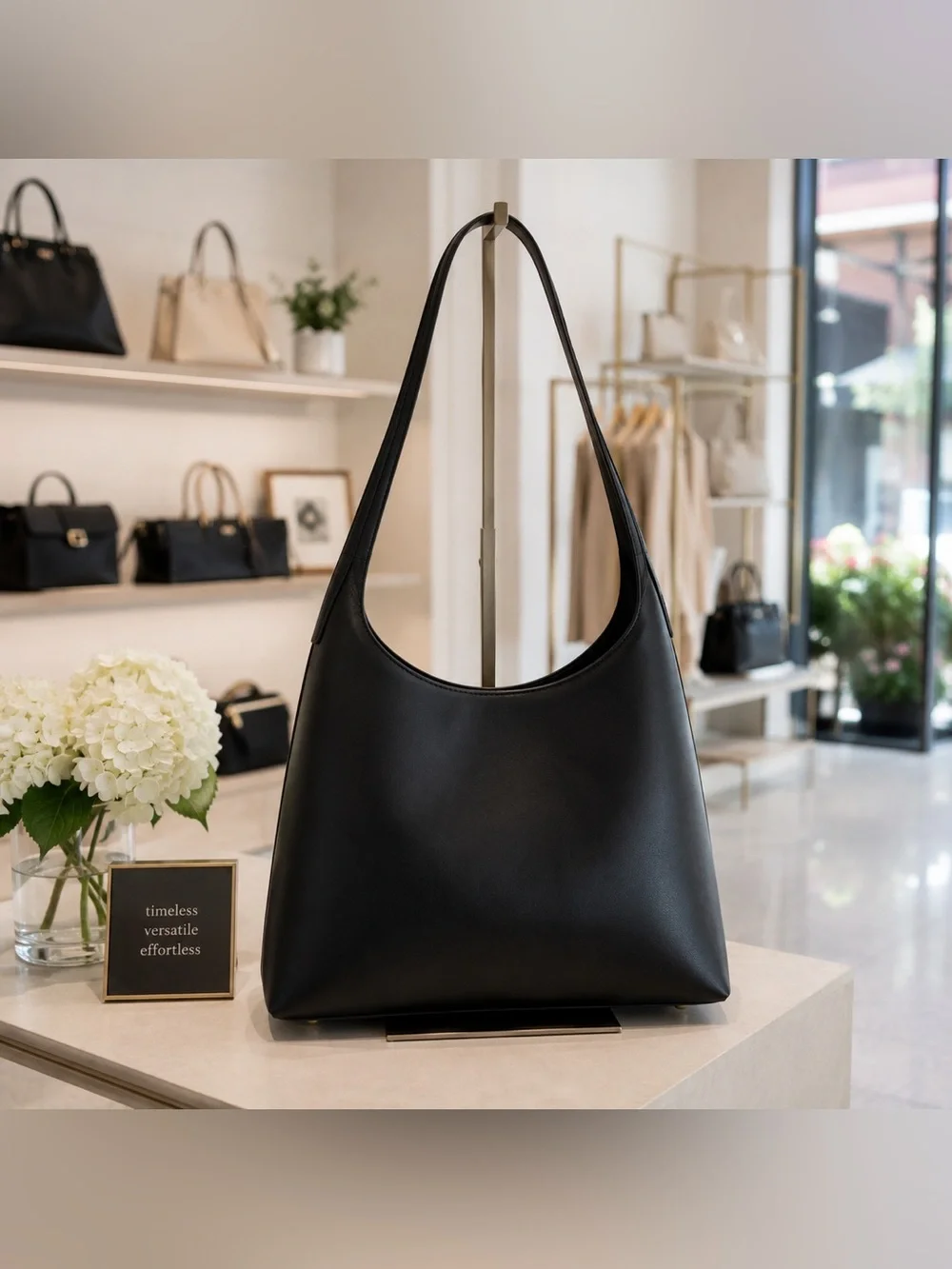 Divina Firenze Black Shoulder Hobo Bag Made in Italy